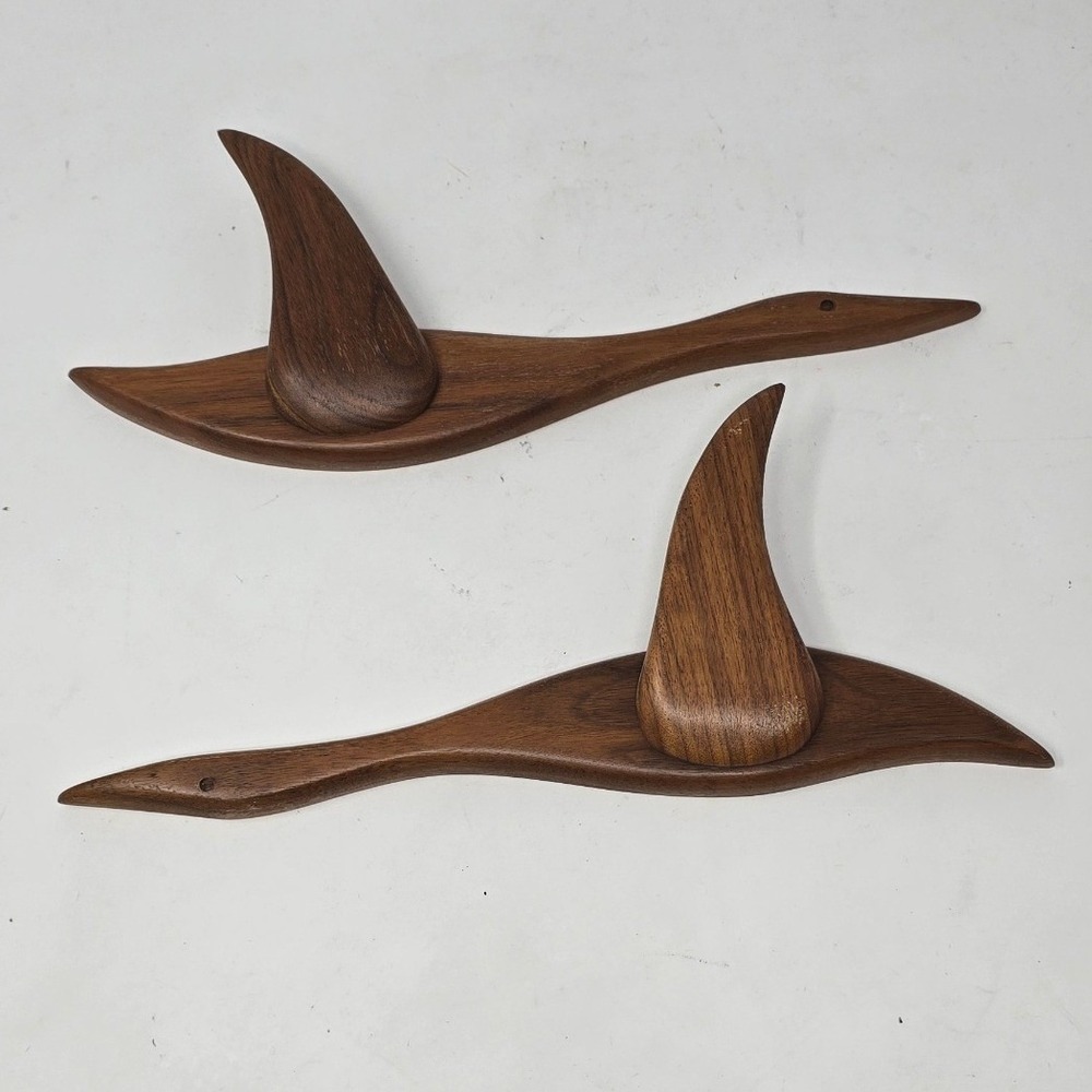 Vtg wood flying Geese wall decor MCM nature decor cabincore minimalist retro